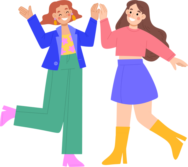 Illustration of women high-fiving each other